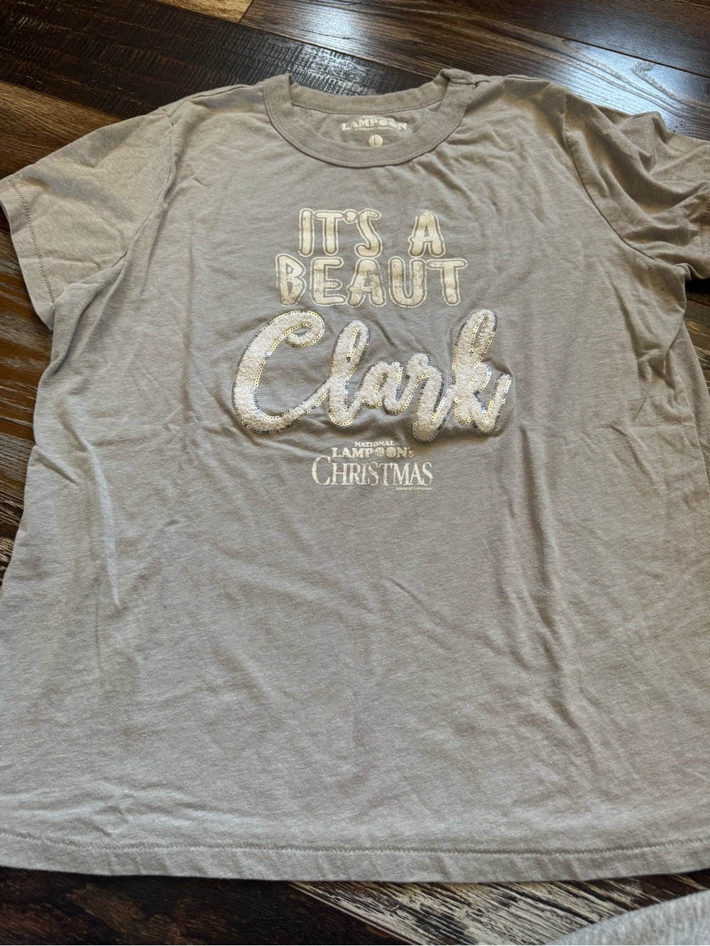 Maurices Gray Short Sleeve Tee with Sparkle "Clark" Graphic